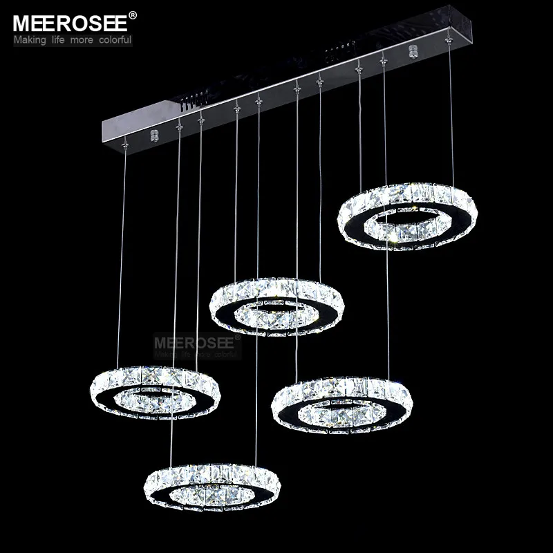 LED Chandelier Crystal Ring LED Lamp Circle Hanging Light Fixtures Lighting LED Rectangle Cristal Lustre MD8825-L5