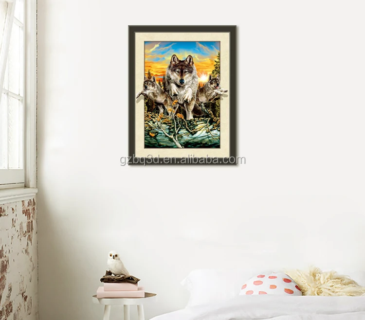 
3D Image of Wolf PET Lenticular 3D/5D pictures,3d painting for animals 
