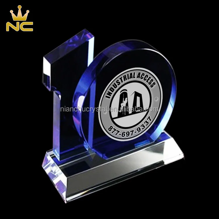 Blue Crystal Trophy Corporate Award Business 10 Year Anniversary Gift