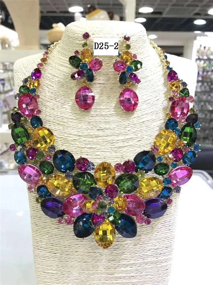 Fabulous crystal African wedding jewelry beads bridal jewelry set Nigerian necklace African jewelry set Dubai Italy Indian D25