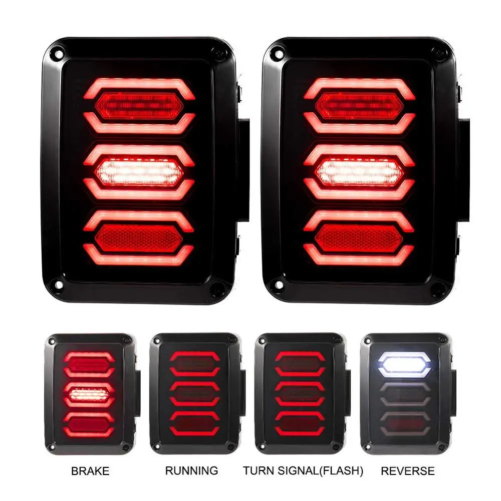 Morsun-Newest for 2007-2018 JK JKU Wrangler black led rear tail light  brake/reverse tail lamps for jeep