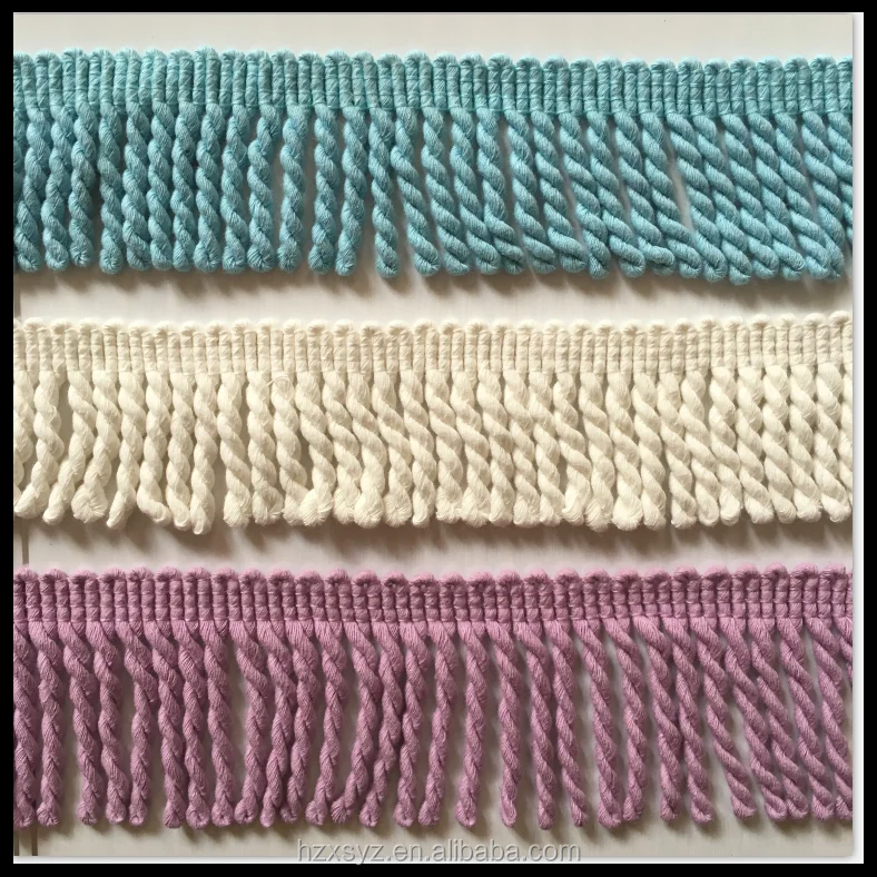 Factory wholesale 3inch width colorful 100% polyester brush drapet fringe