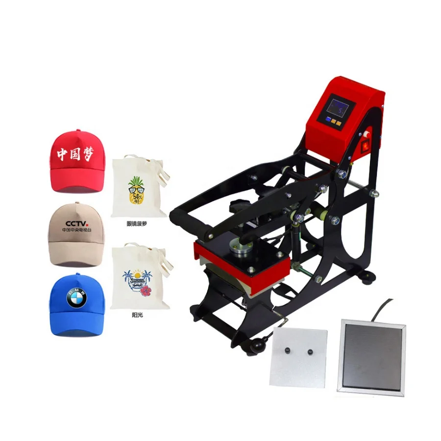 2in1 Dynamic magnetic semi-automatic baking cap machine Cap pressing machine Multi-function flat Hat Heat Press Machine