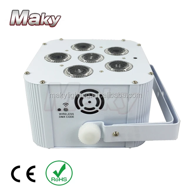 Mini Laser 6pcs RGBWA+UV Smart Dj Uplight With Battery Wireless &IRC Remote Control DMX Slim Flat Par Light