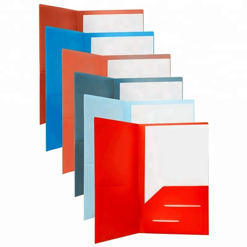 
US Letter Size Poly PP Plastic Two Pocket Files Portfolio Folder Without 3 Prongs 