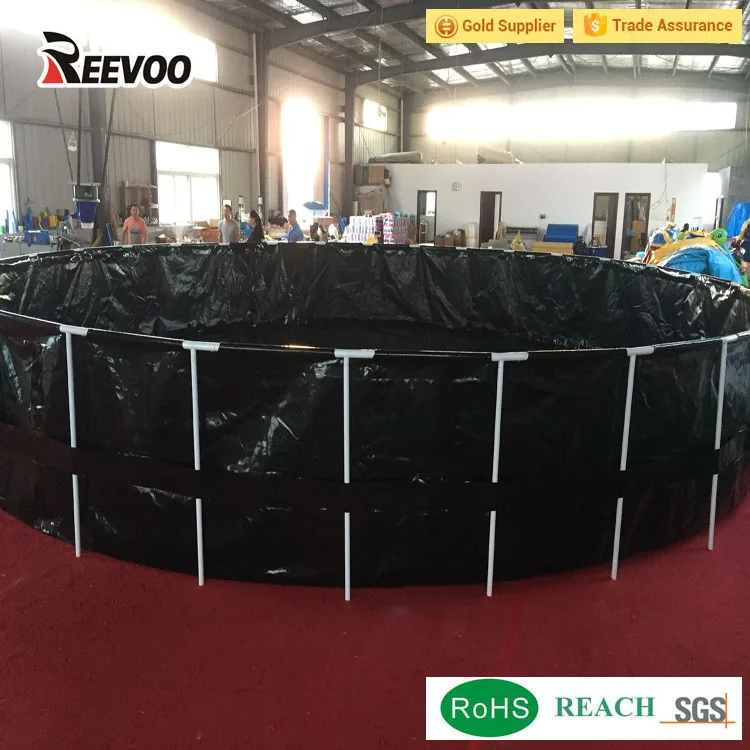 Reevoo collapsible tarpaulin fish pond round pvc fish tank black