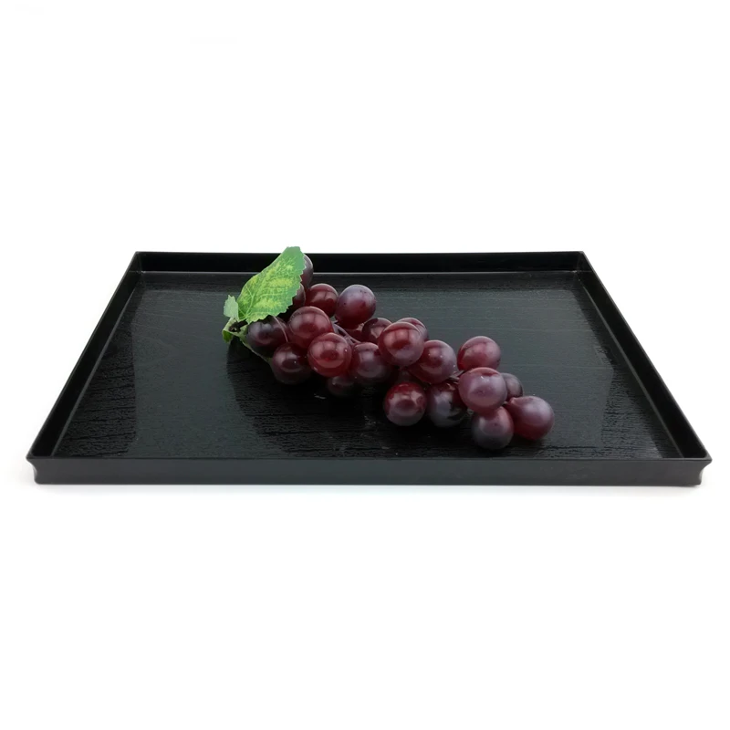 Rectangle reusable black plastic ps disposable plates for different food use