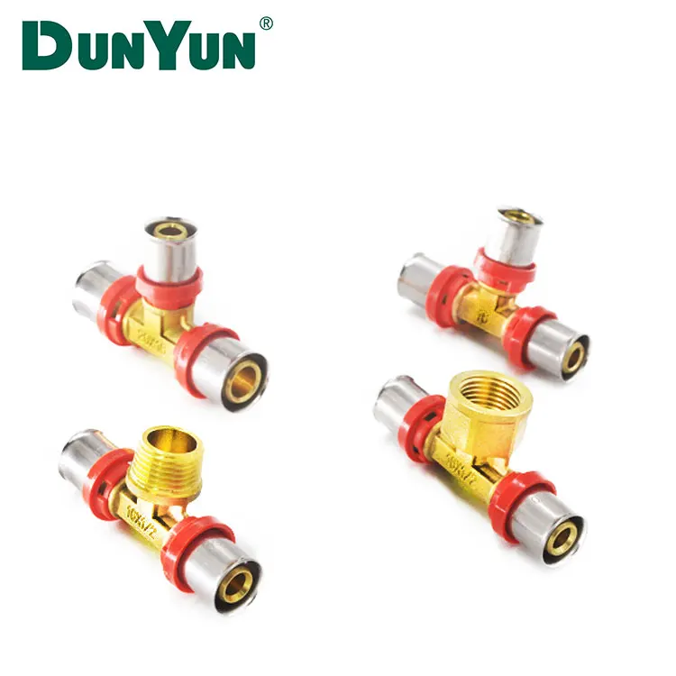 Brass Multilayer Pipe Fitting Press Tee 3 Way Tube Connector