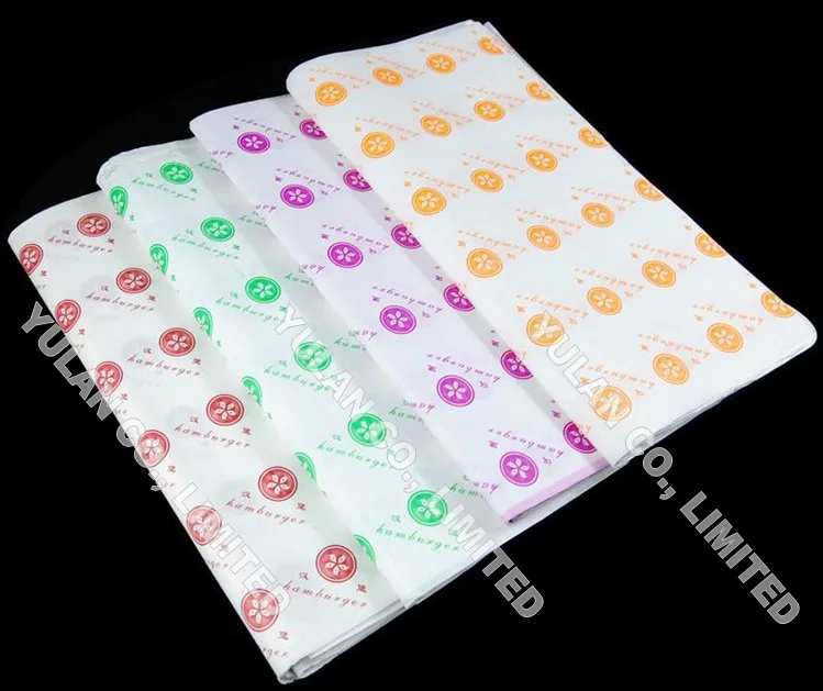 Yulan coloured burger wrapping paper wax paper