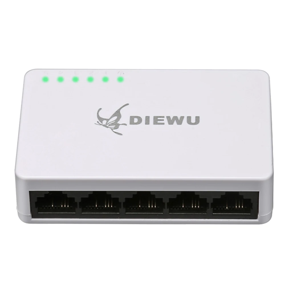 DIEWU manufacturer white case 5 ports RJ45 Megabit 10/100mbps ethernet lan switch