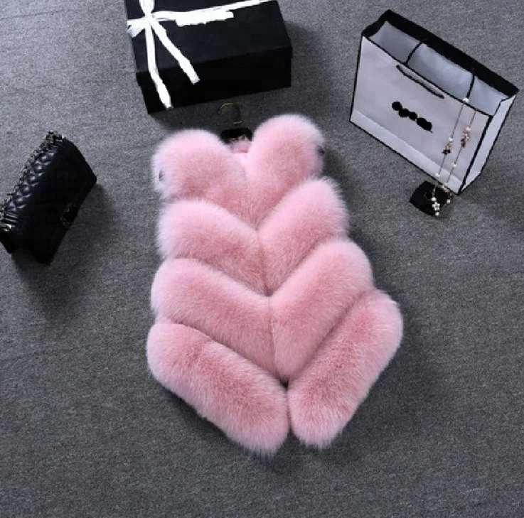Wholesale new design short faux fox fur lady vest with top grade material for sweet women
