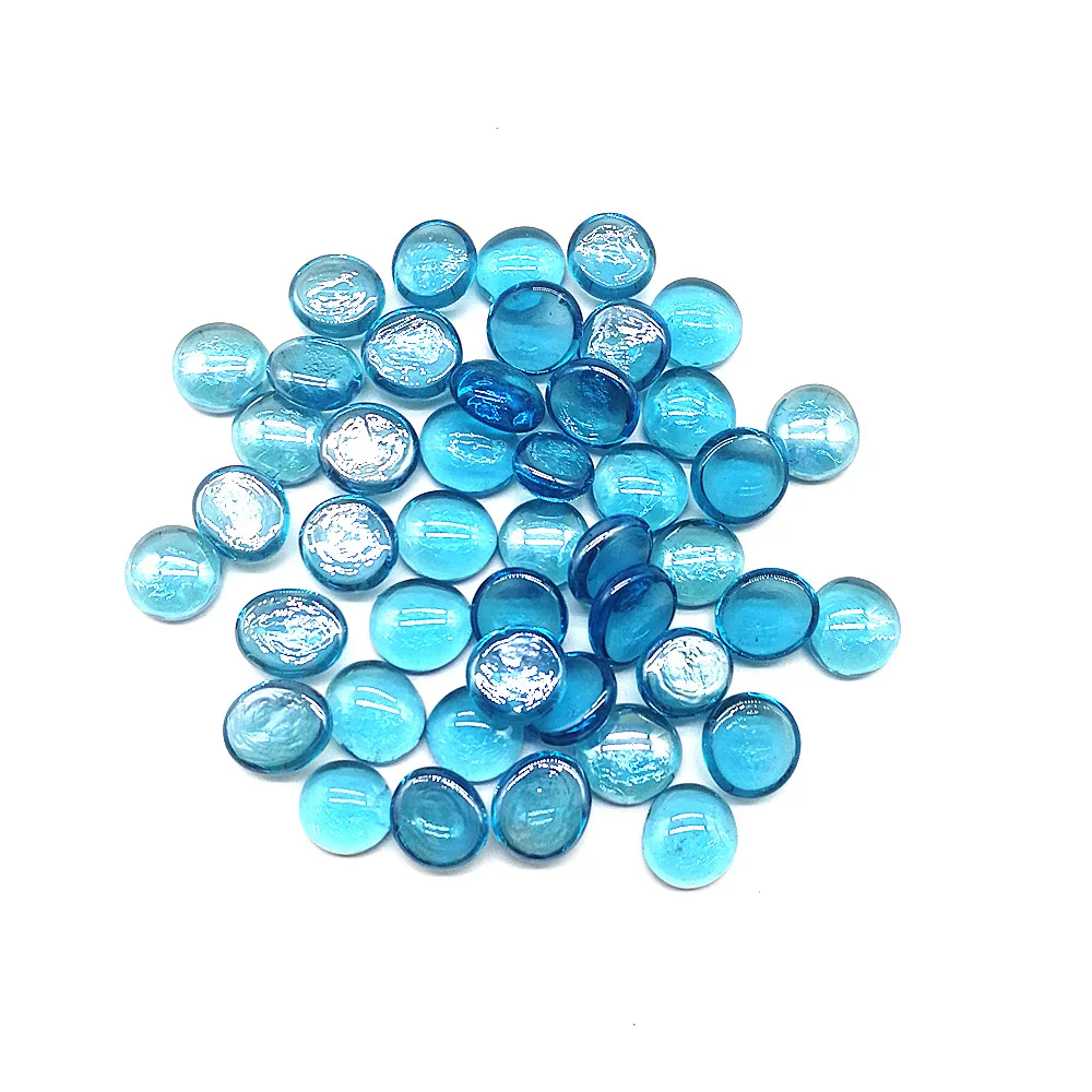 Colorful Glass Gems Glass Flat Beads For Vase Aquarium Decoration And Art Crafting (Light Blue)