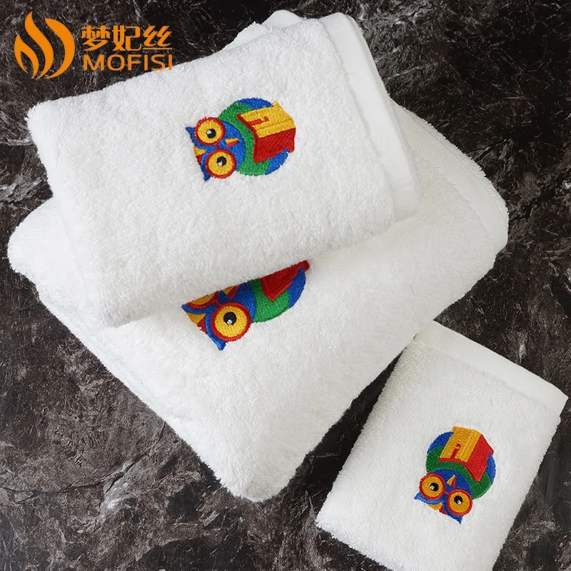 wholesale towel cheap personalized 100% cotton towel fabric for hand+face+bath towel set custom logo