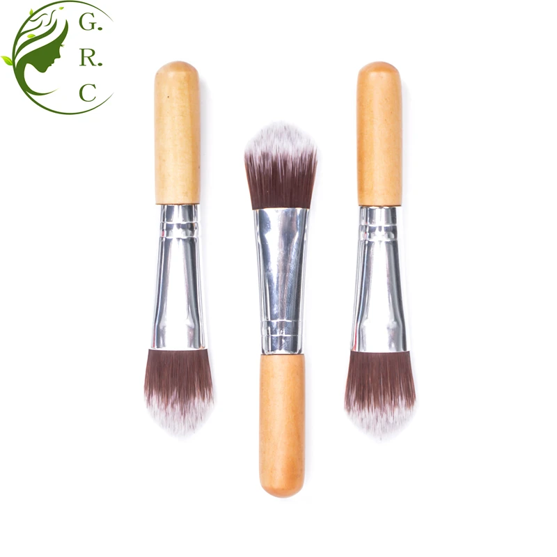 Single Wooden Private Label Short Handle 9cm Length Mini Liquid Makeup Custom Logo Cosmetic Mask Makeup Kabuki Foundation Brush