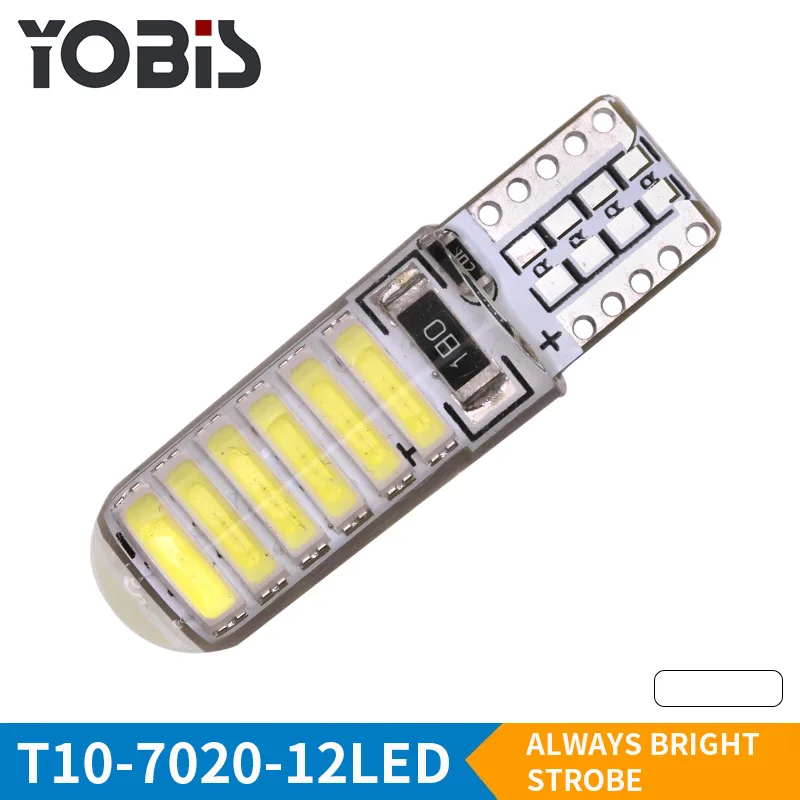 YOBIS hot Sale Car LED Bulb W5W T10 194 7020 12SMD Silicone Car LED T10 SMD Strobe light