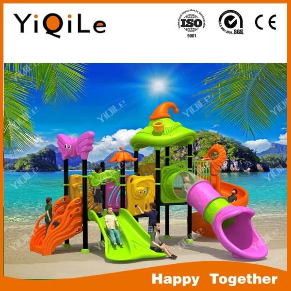 5m long plastic outdoor playground equipment with spiral slide