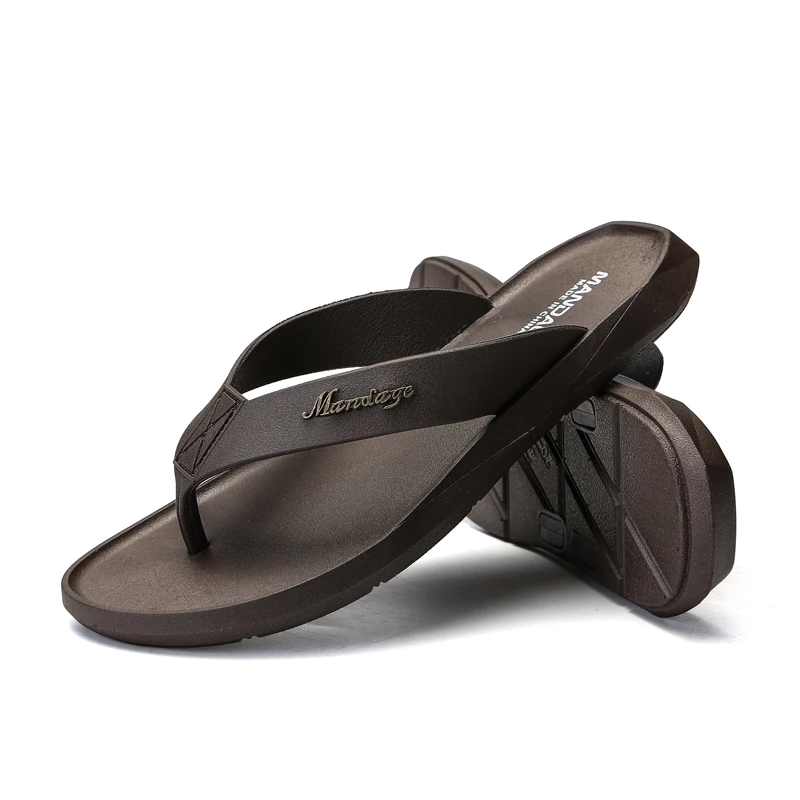 Trendy Sandals Comfortable Flip Flops Men's Casual Slippers Summer PU Beach Rubber Outdoor Slippers High Quality Fashion