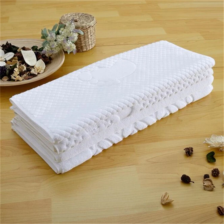 
cute high quality custom size 100% cotton white bath mat floor foot towel for hotel bathroom 