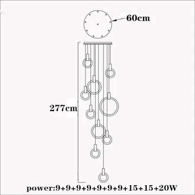 Hight Quality Art Design Style Circle Led Pendant Lamp For Stair
