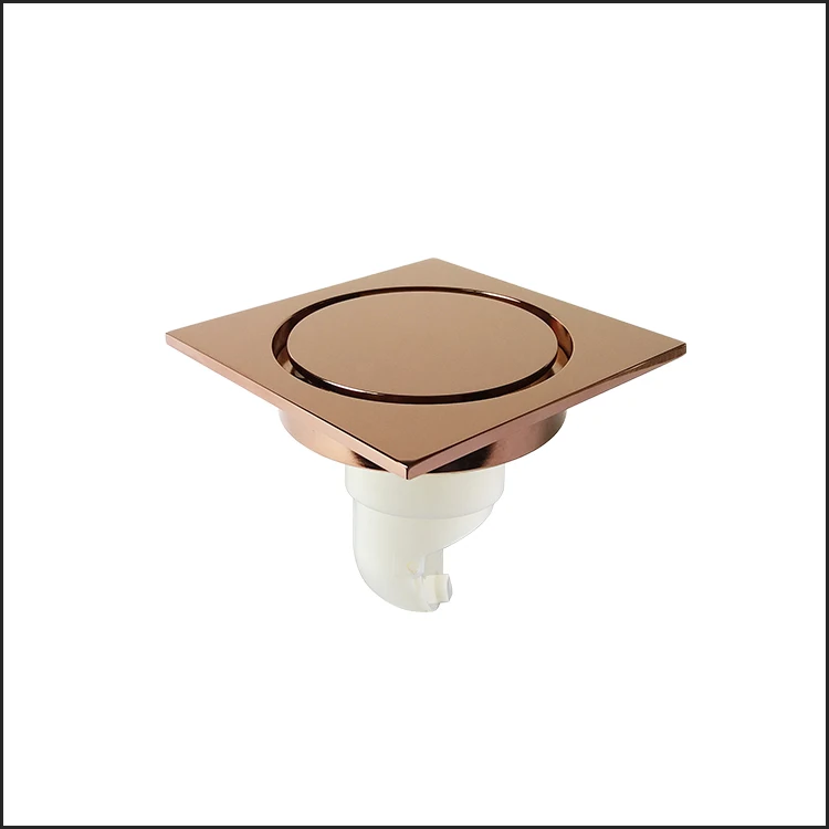 High-end Round Cover square Design Rose Gold Plated Shower Floor Drain