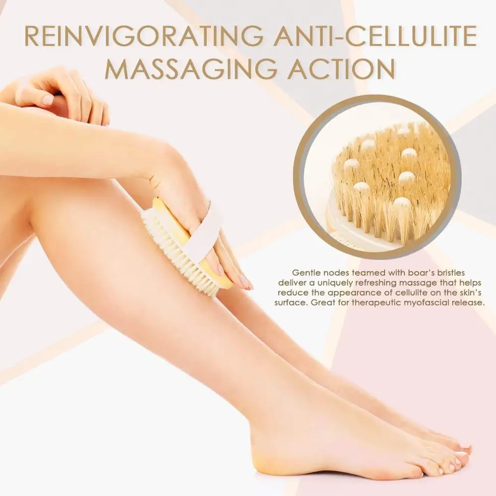 
Organic Spa Exfoliation Massage Scrub Brush With Natural Boar Bristles Dry Brush 