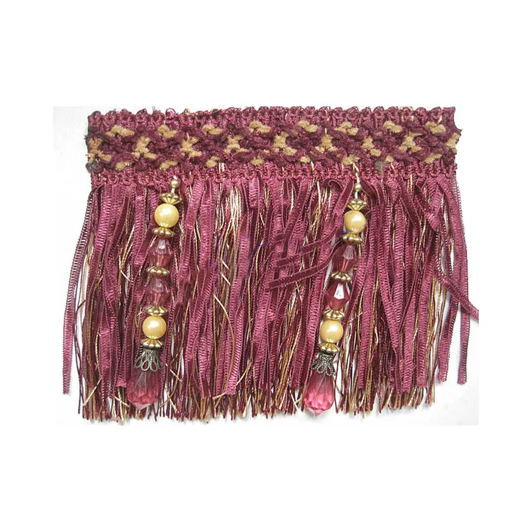 Decorative Fringe Trimming With Beads/Fancy Ribbon Brush Fringe TRIM tassel