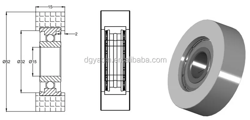 15 x 52 x 15 mm nylon roller 6202 2rs