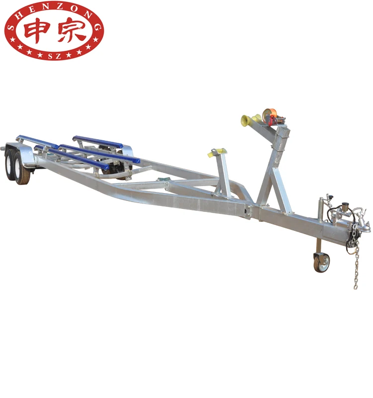 Rubber roller double axle galvanized steel boat trailer for heavy boat