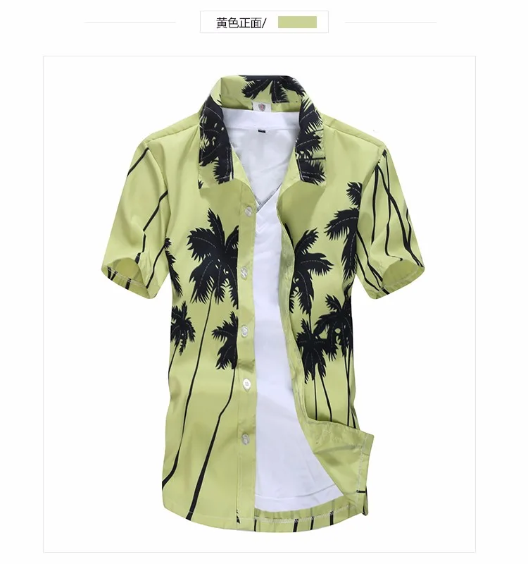 Mens Hawaiian Shirt Male Casual camisa masculina Printed Beach Shirts ...