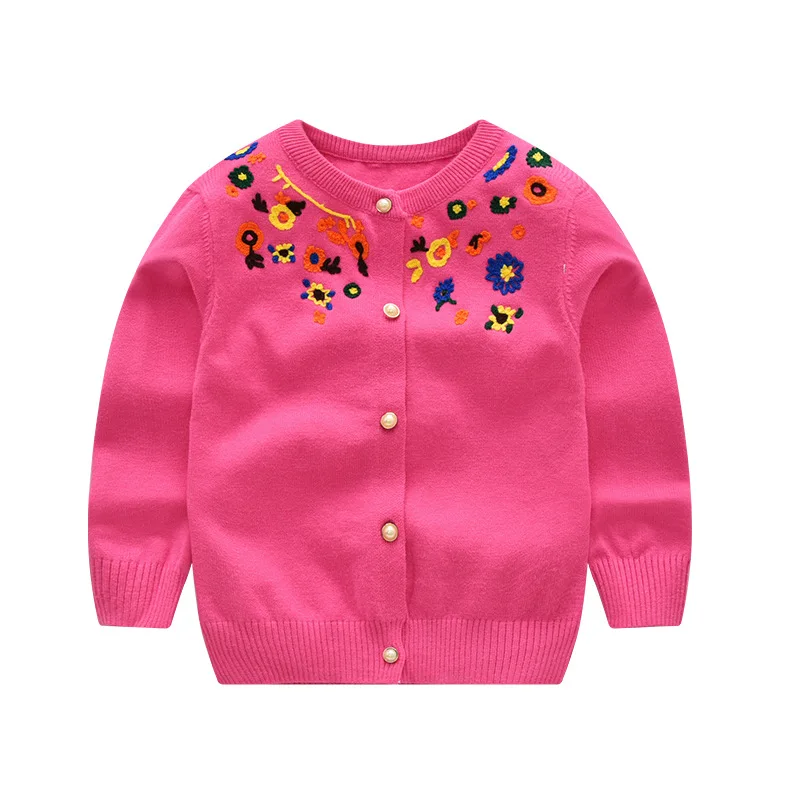 Flowers Cartoon Children Cardigan Cotton Children Girls Baby Hand Embroidery Sweater Design