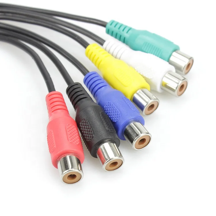 8 Pin Male Din Plug to 6 RCA Female  Audio Cable  RGB Composite Video Cable