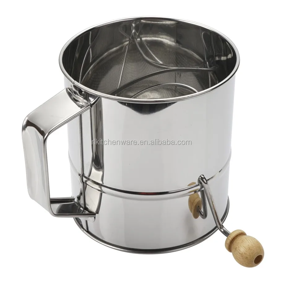 Professional Kitchen Baking Accessories Series Stainless Steel Rotary 5 Cup Industrial Flour Sifter
