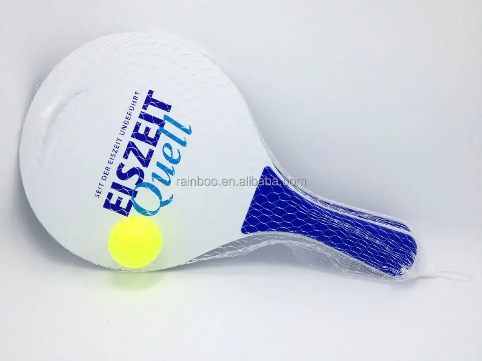 Promotional Wholesale Cheap logo Printed Wood Beach Racket with Ball
