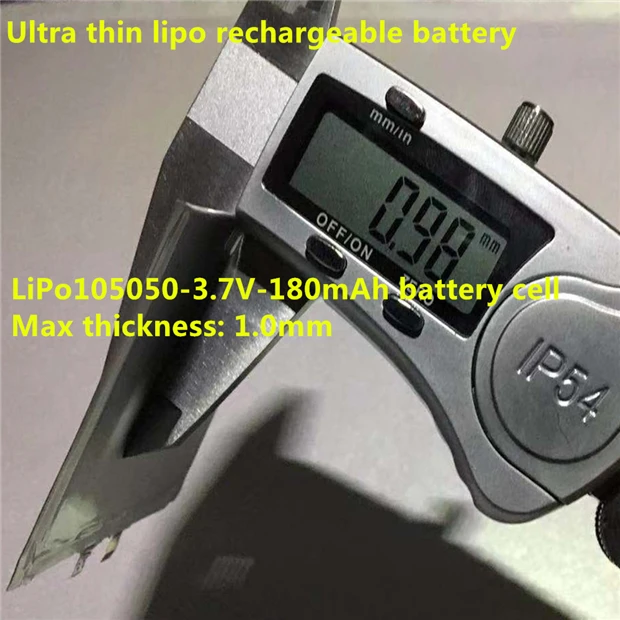 105050 thin battery 180mah 3.7V thickness 1.0mm