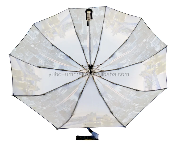 YUBO Hot Sale Wind Resistant Auto Open & Close 10K 3 Fold Umbrella with City View Printing