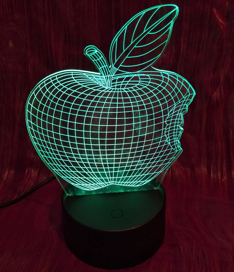 Модный светодиодный ночник Apple 3D с 7 изменяющимися цветами, настольная лампа с сенсорным выключателем