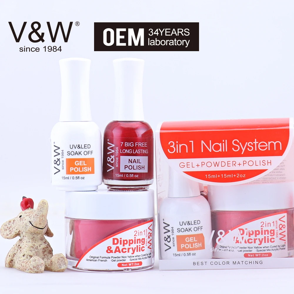 
OEM and ODM Factory price Dipping Powder 3in1 Perfect Color Match Gel Polish 