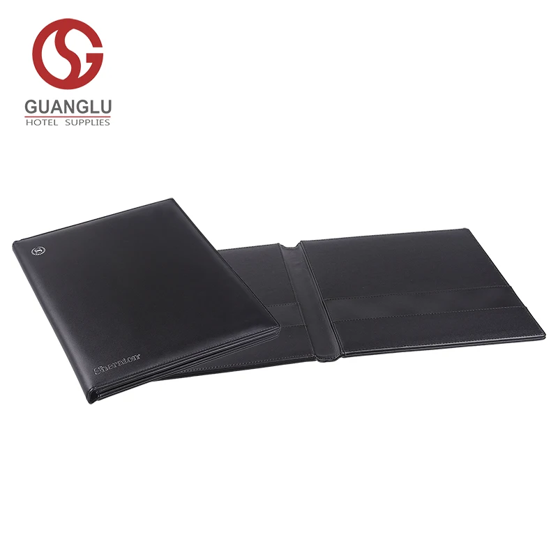 Black PU Leather Hotel Restaurant Bar Menu Cashier Folder