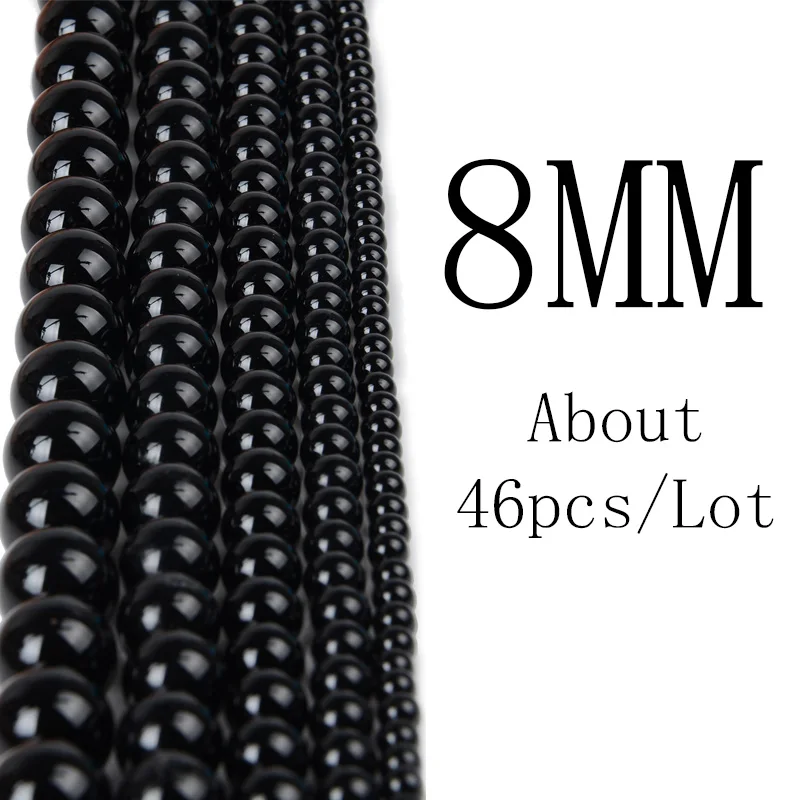 Wholesale Nature Stone Beads Black Onyx Agate Semi-precious Loose DIY Beads for Necklace Bracelets Jewelry Making 4/6/8/10/12mm