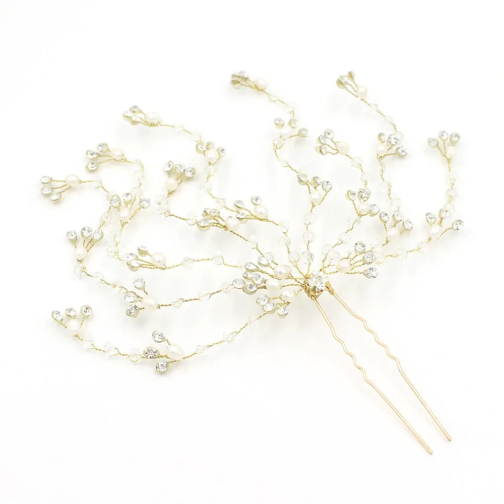 New Korean dish made hair fork bride wedding accessories pearl branch hairpin u-head hair beads wholesale
