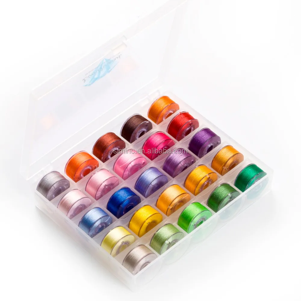 
Prewound bobbins embroidery thread in Bobbin Box Organizer for home/commercial embroidery machines 