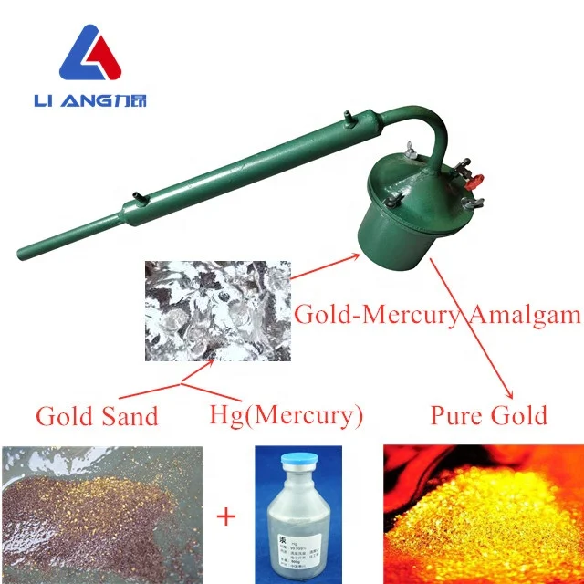 High recovery gold refining mercury distillation equipment for small mines
