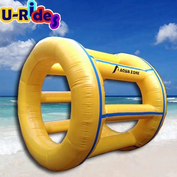 Wholesale New Yellow 0.9mm Durable PVC Tarpaulin Giant 2.5m inflatable water walking roller inflatable waterwheel for commercial