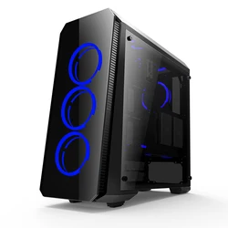Tempered Glass RGB Fans Gaming Computer Case Mid tower PC Case