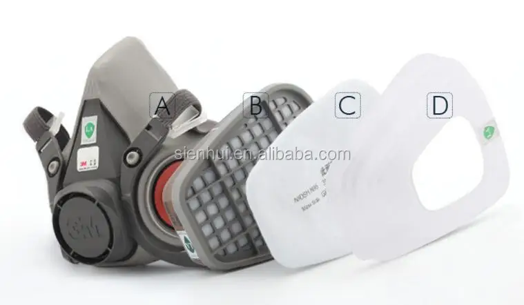 3M 6200 half face gas mask with double cartridges gas mask with 3M 6001 501 5N11