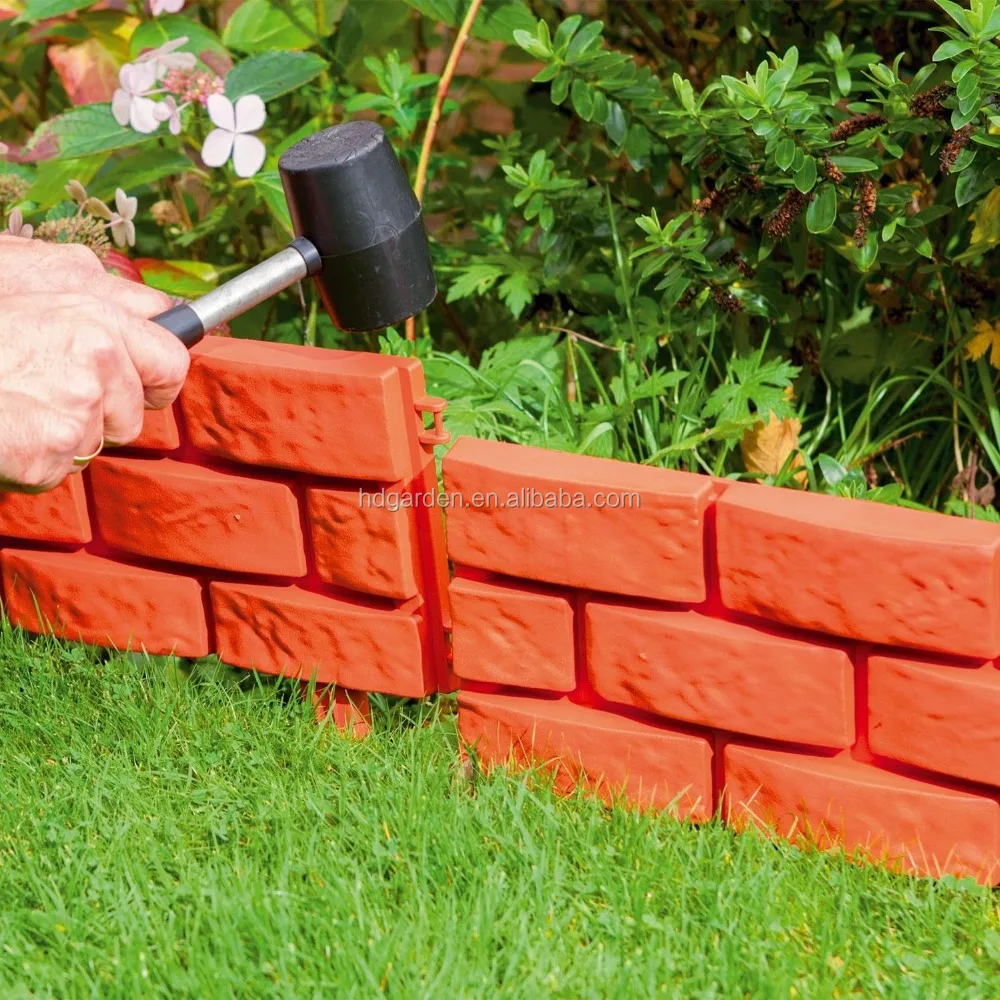 Brick Effect Garden Edging Plastic Hammer-In Lawn Border