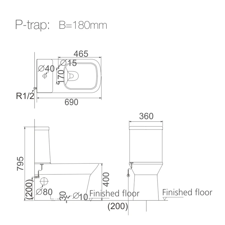 HUIDA cheap price hotel sanitary fittings 2 piece close-coupled wc  toilet