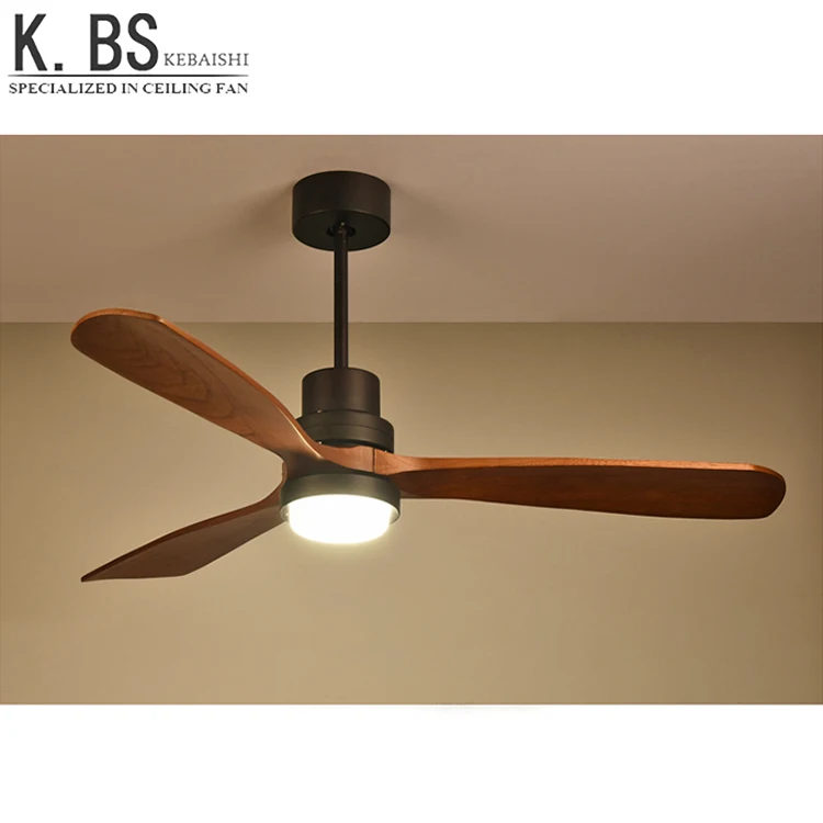 Hot Selling 52inch Brown Wood Blade Modern Remote Control 18w Led Light Ceiling Fan