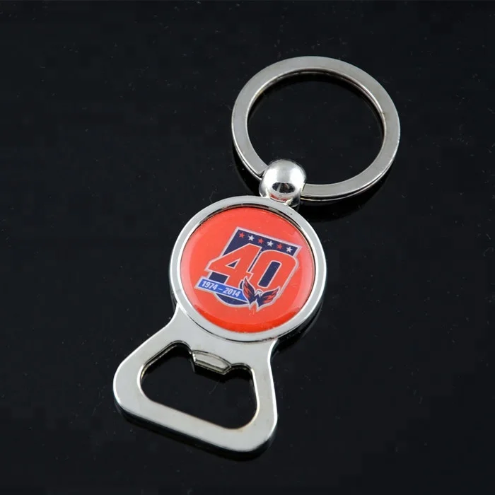 
custom beer bottle opener key chain with epoxy dome logo 