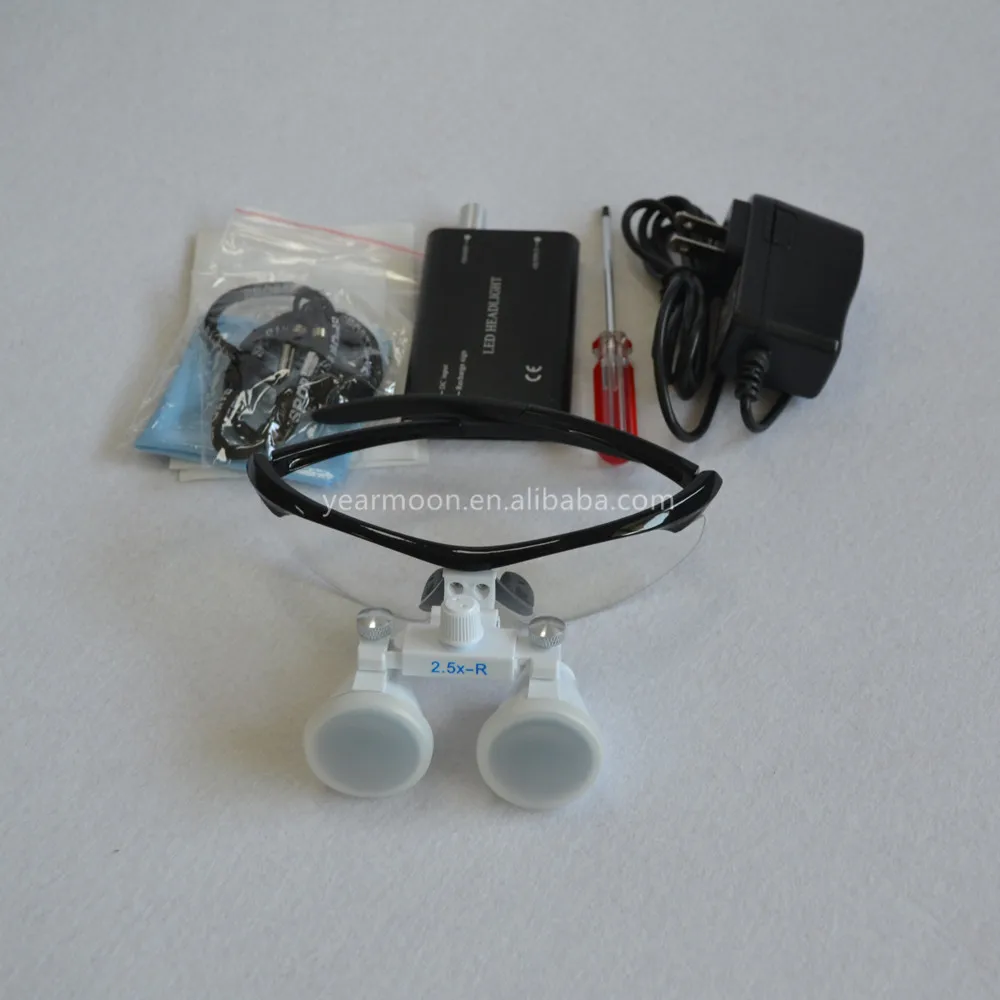 2.5x420mm Dental Loupes Surgical Binocular Loupe / Magnifier with LED Head Light /Plastic frame